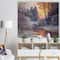 Designart - Winter Forest in River - Landscapes Painting Print on Natural Pine Wood